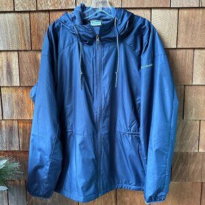 EUC Columbia Navy Blue Fleece Lined Zip Front Hooded Jacket in Women's XXL